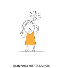 The concept that brings up with ideas.
Doodle style character. An illustration of simple human movements and emotions.