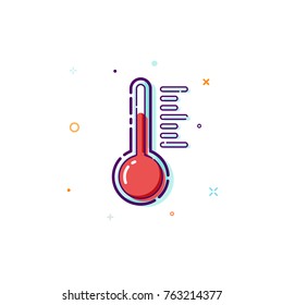 Concept thermometer icon. Thin line flat design element. Measure and measurement concept. Vector illustration isolated on white background