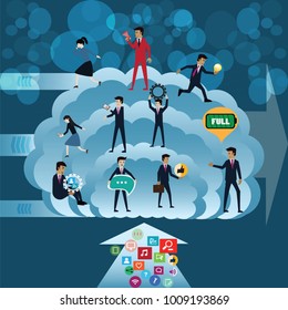 Concept of the thinking process, brain activity - vector, illustration 
