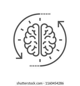 Concept of the thinking process, brainstorming, good idea, brain activity, insight. Flat line vector icon illustration design for your web design and print