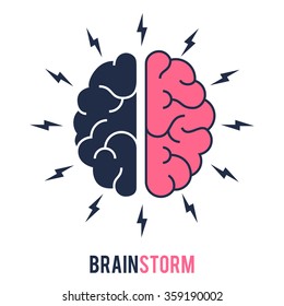 Concept of the thinking process, brainstorming, good idea, brain activity, insight. Flat line vector icon illustration design for your web design and print