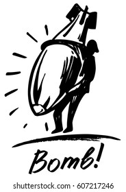 Concept This is a bomb! - hand drawn vector illustration, isolated on white