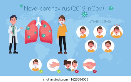 Concept of the threat of spreading coronavirus infection 2019-nCoV. 2019-nCoV. China pathogen respiratory coronavirus 2019-nCoV. Vector illustration.