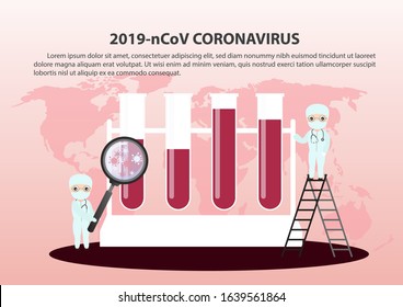 Concept of the threat of spreading coronavirus infection 2019-nCoV.  Doctor in medical face mask. Novel coronavirus outbreak in China.  Vector, esp, illustration.