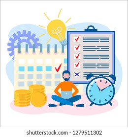 The concept of time management, deadline, work in the office.