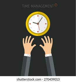 Concept of time management. Flat vector illustration