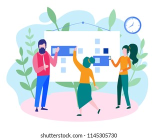 Concept Time management, planning events for web page, banner, presentation, social media, documents, cards, posters. Deadline, planning schedule Vector illustration organization, time optimization