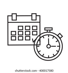 The concept of time, Planning, Vector-time icon. Linear art. 