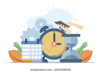 concept of time schedule, time management, deadline, planner, start-up, organization, time organization efficiency. Project team work schedule. Good business processes. time control plan.
