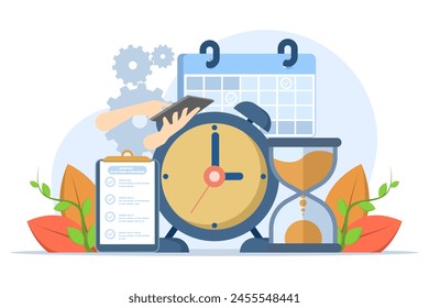 concept of time schedule, time management, deadline, planner, start-up, organization, time organization efficiency. Project team work schedule. Good business processes. time control plan.