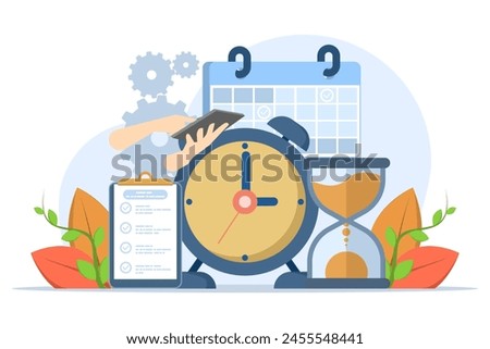 concept of time schedule, time management, deadline, planner, start-up, organization, time organization efficiency. Project team work schedule. Good business processes. time control plan.