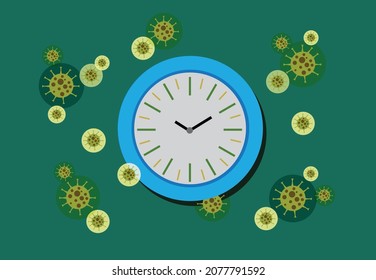 Concept of Time with Virus incubation and length of quarantine or lockdown periods. Editable Clip Art.