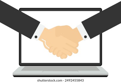 The concept of togetherness or teamwork that supports each other. Successful businessman completing deal and handshake on jigsaw puzzle. cooperation and agreement to help the success of the business.