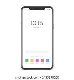 Concept touch screen smartphone and blank interface  Element interface screen icons   buttons isolated white background  Mobile phone wireless communication  Vector 3d illustration 