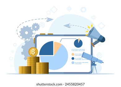 concept towards goal in column, business achievement. increased motivation, teamwork to achieve business goals. ways to achieve target, flat vector illustration on white background.