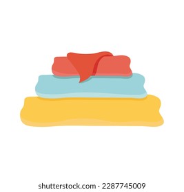 Concept Towels for bathroom bath. A captivating flat vector illustration crafted for web use, presenting a charming cartoon concept on a white background. Vector illustration.