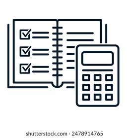 Concept of tracking finances, expense accounting. Vector linear icon isolated on white background.