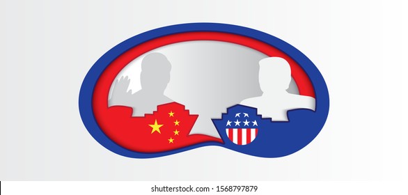 Concept of trade war between USA and China. illustration  US and China flag trading punches for the concept: Trade War.