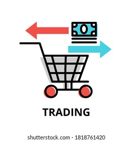 Concept of Trading icon, modern flat thin line design vector illustration, for graphic and web design