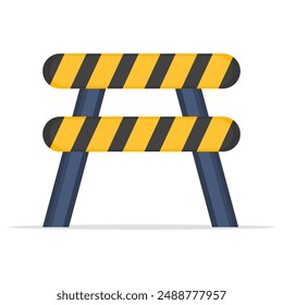 Concept of traffic barriers or barricades for driving safety, warning in construction logo design template and other icon symbols, flat vector illustration isolated on background.