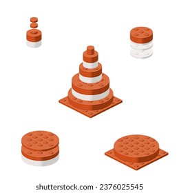 Konzept mit Traffic-Kegel im isometrischen Stil für Druck und Design.Vektorgrafik.