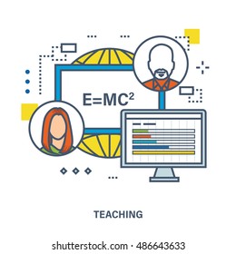 Concept of training, teaching and tutoring. Vector illustration.Can be used for banner, business data, web design, brochure template.