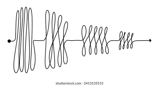 Concepto de transición de complicado a simple. El garabato del caos de la línea del perro. Ilustración del vector