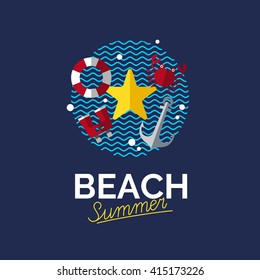 Concept for travel agency, tropical resort, beach hotel, spa. Summer vacation symbol.