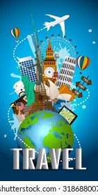 The concept of travel. famous monuments of the world. vector