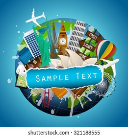 The concept of travel. famous monuments of the world. vector