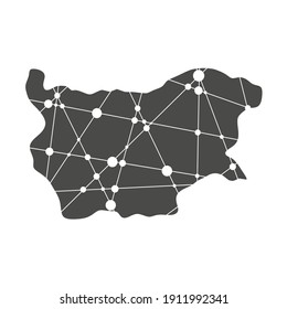 Concept of travel. Map of Bulgaria textured by lines and dots pattern