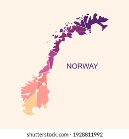 Concept of travel. Map of Norway textured by lines and dots pattern