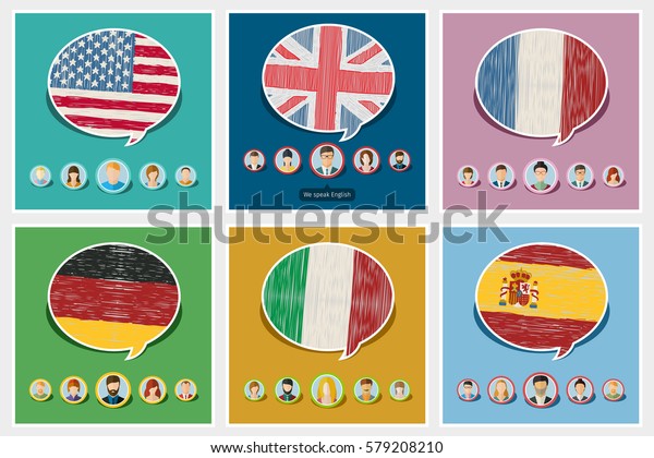 Concept Travel Studying Languages English German Stock Vector Royalty Free