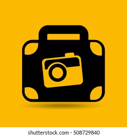 concept travel suitcase and camera icon button design, vector illustration  graphic 
