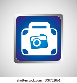 concept travel suitcase and camera icon button design, vector illustration  graphic 