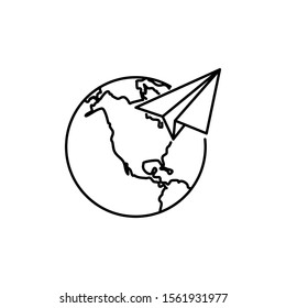 Concept of travelling. Outline thin line flat illustration. Isolated on white background. 