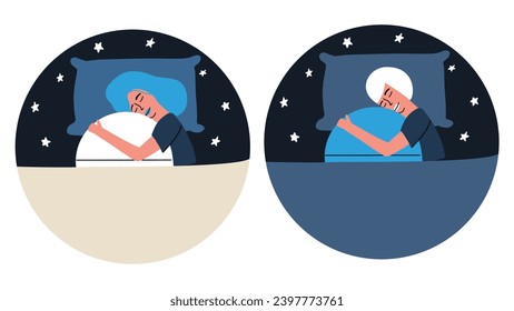 The concept of treating insomnia with sleeping pills. The girl hugs the tablet and sleeps. Vector illustration in hand drawing style