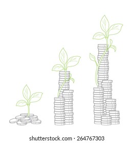 Concept of  tree growing from money