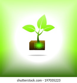 Concept the tree growth from sim card, Vector graphic
