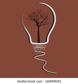 Concept tree in light bulb symbol of renewable energy