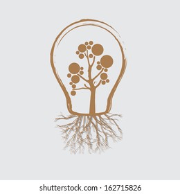 Concept tree in light bulb symbol of renewable energy