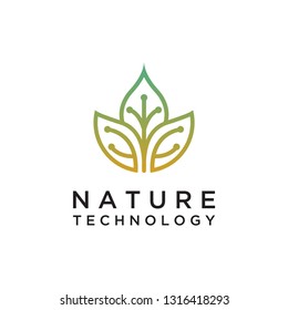 the concept of tree logo technology, design of network technology. - Vector