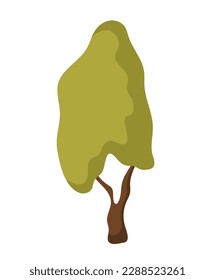 Concept Tree. This illustration depicts a minimalist, flat design of a green tree in a cartoon-style, with a clear concept of nature's beauty. Vector illustration.