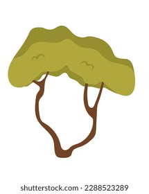 Árbol de conceptos. Esta ilustración presenta un diseño plano, vectorial, de un árbol verde al estilo de las caricaturas, con un enfoque en la sencillez y la elegancia. Ilustración vectorial.