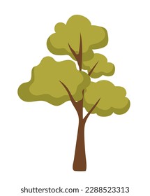 Konzept Baum. Diese Abbildung zeigt einen grünen Baum, der in einem flachen, Vektorstil mit einem klaren Konzept der Schönheit der Natur entworfen wurde. Vektorgrafik.