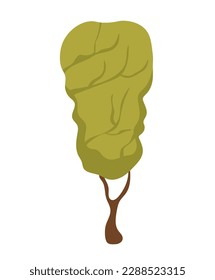 Konzept Baum. Diese Abbildung zeigt ein minimalistisches, flaches Design eines grünen Baumes im Cartoon-Stil in einem Vektorformat. Vektorgrafik.