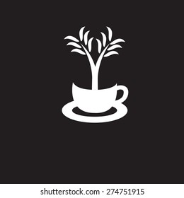 Concept Trees growing in cups linear fashion.