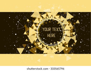 Concept triangles, stars and circle pattern background. Triangle  with circle frame design. Modern design template, vector illustration.