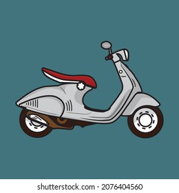 concept trip drive travel bike scooter cycle motorcycle summer transport car speed retro classic art go wallpaper background logo vector set design italy cartoon cool lines illustration white icon