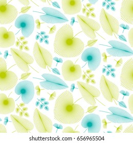 concept tropical leaves seamless pattern for print and web projects. vector illustration in modern geometric line style